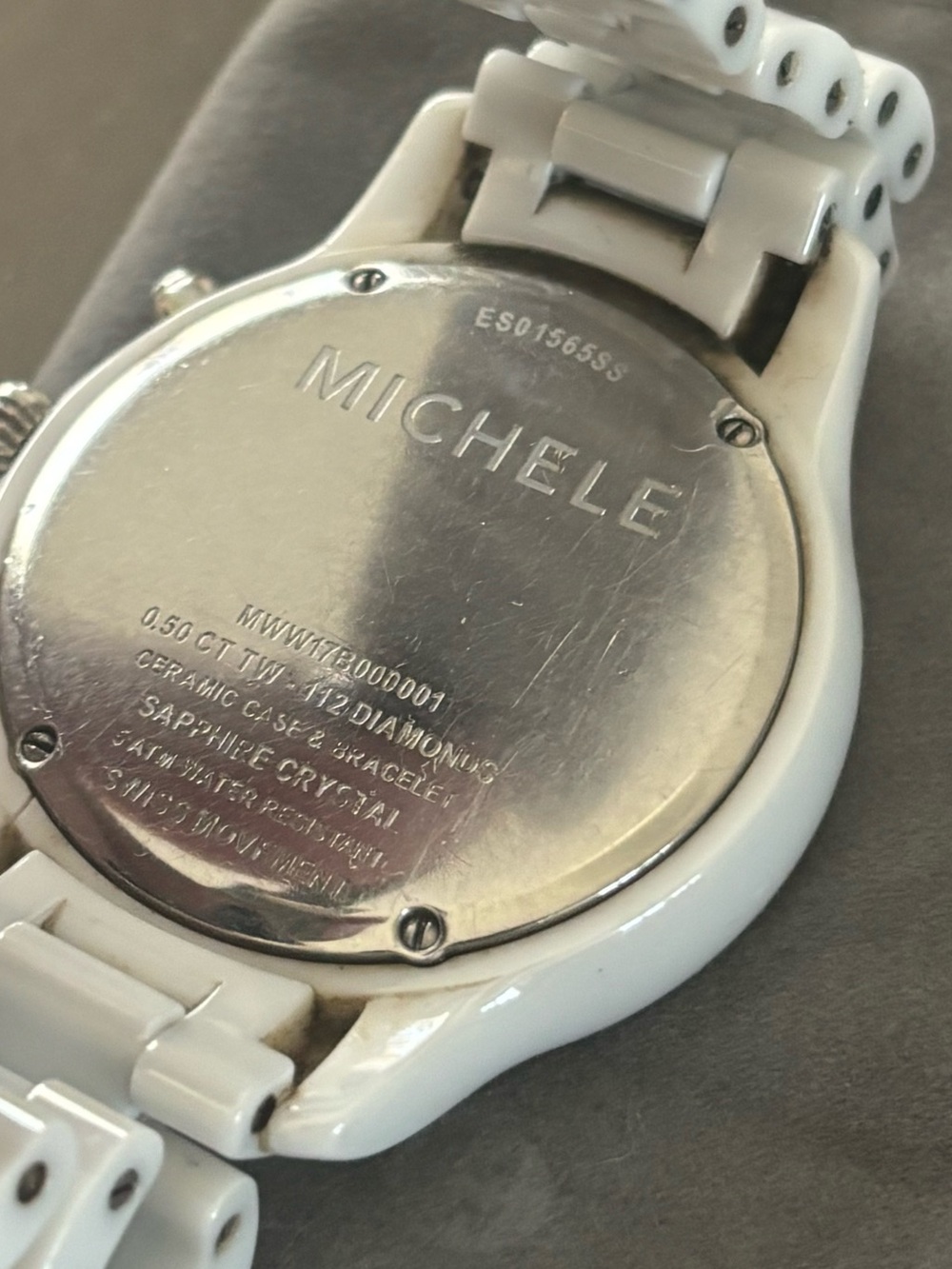 Michele Jetway Diamond White Ceramic Chronograph Watch MWW17B000001 - Picture 7 of 12